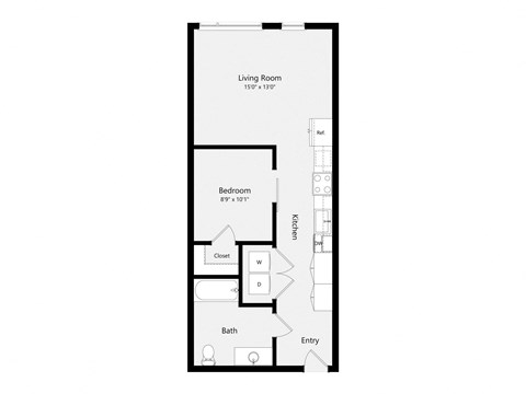 a floor plan of a 1 bedroom floor plan